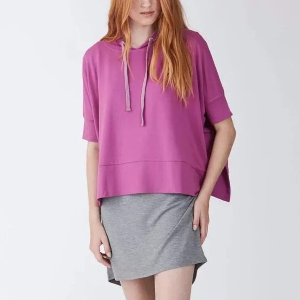 ANOTHER LOVE womens TOP shirt FUSHIA cropped OVERSIZED hoodie SIZE L